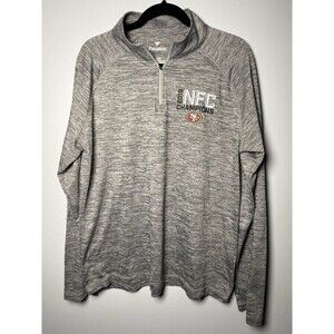 49ers Men’s Pullover 1/4 Zip 2019 NFC Champions Gray Heathered Fanatics Large